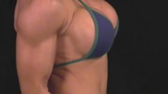 Muscle Girl Flexing Curling Topless