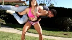 Muscular Latina MILF Playing With Younger Dude Lifting And Carying Him