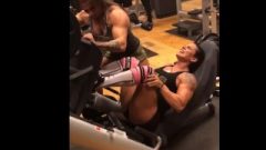 Female Bodybuilder Prepares Her Muscle Legs For Competition