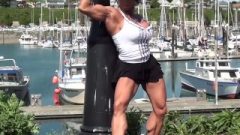 Public Pole Dancing At The Bayside Marina Photoshoot With FBB Model Latia