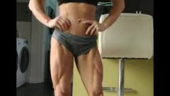 Muscle Chick Flexes Ripped Legs
