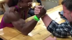 Fbb Armwrestling Overpowers Man