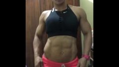 Muscle Vixen Marlina Flexing Raw In The Gym