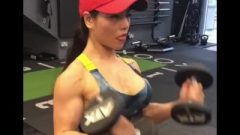 Viet Female Body Builder Pumping Up The Biceps Veins