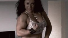Ultimate Classic Italian Female Body Builder Showing Off And Flexing Biceps