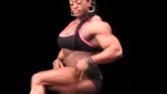 Female Body Builder Showing Off (audio Remove)